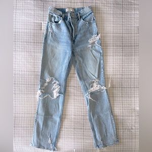 Abercrombie 90’s straight ultra high rise - custom distressing